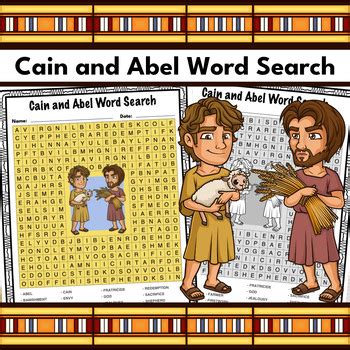 Cain And Abel Word Search Bible Puzzle Activity Worksheet By Print