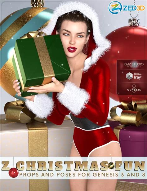 Z Christmas Fun Props And Poses For Genesis 3 And 8 Female DAZ 3D