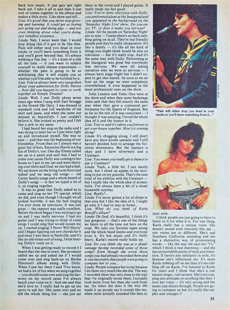 Linda Ronstadt The Hit Parader Interview Part May