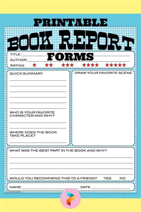 Free Printable Book Report Template 5th Grade