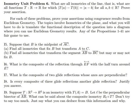 Solved Isometry Unit Problem What Are All Isometries Of Chegg