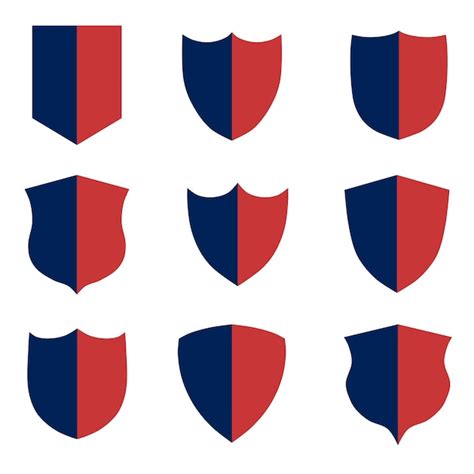 Premium Vector Sets Of Red And Blue Shields Icon