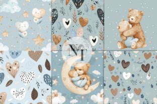 Mom Teddy Bear Baby Boy Digital Paper Graphic By Nam Tiwa Creative