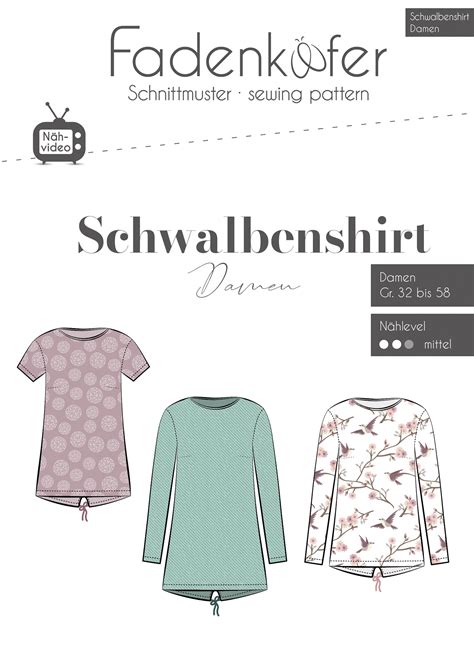 Papierschnittmuster Schwalbenshirt Damen Fadenkäfer