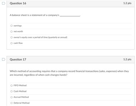 Solved Question 20 12 Pts Which Of The Following Is True Of