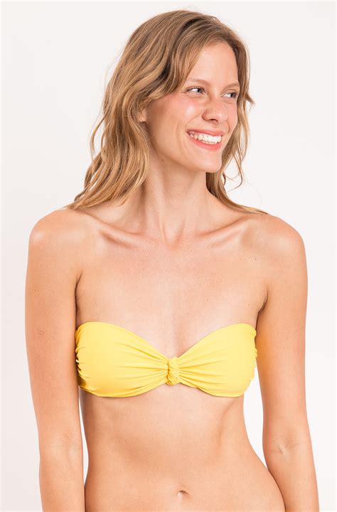 Bikini Tops Top Amarelo Bandeau Crispy Brand Rio De Sol