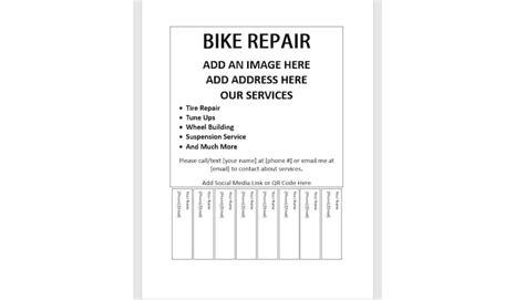 Editable Bike Repair Tear Off Flyer Bicycle Repair Ad Tear Off Flyer Template Bike Repair