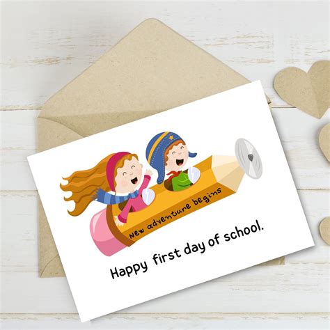 Happy First Day of School Card / Printable Back to School Card - Etsy