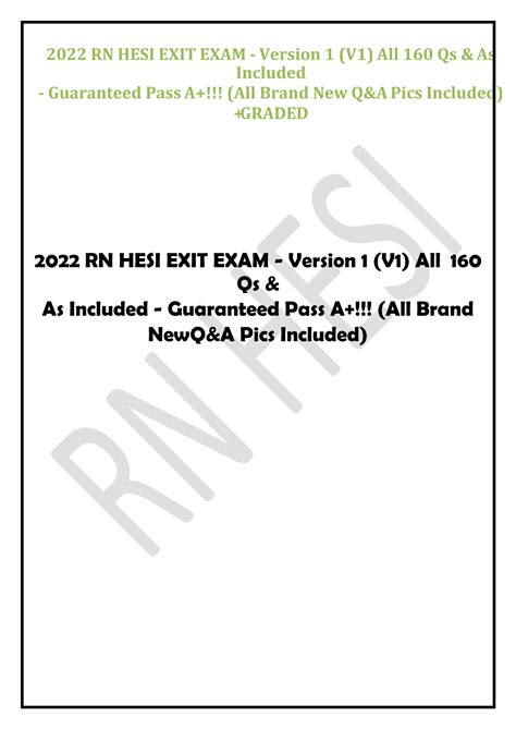 Solution Rn Hesi Exit Exam Version V All Qs As Included