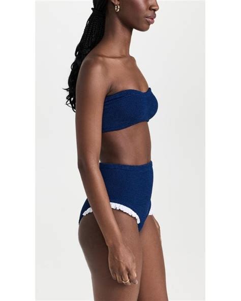 Hunza G Cora Frill Bikini Set Crinkle In Blue Lyst