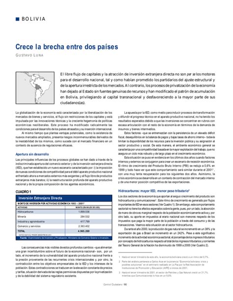 Crece la brecha entre dos países BOLIVIA