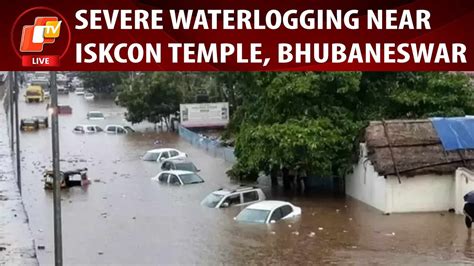 WATCH Heavy Waterlogging Near ISKCON Temple In Bhubaneswar After