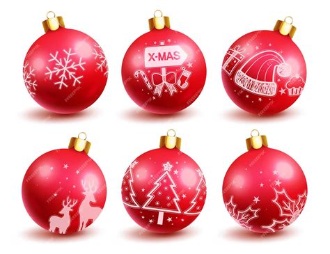 Premium Vector Christmas Red Balls Vector Set Design Christmas Ball Ornament In Red And Gold