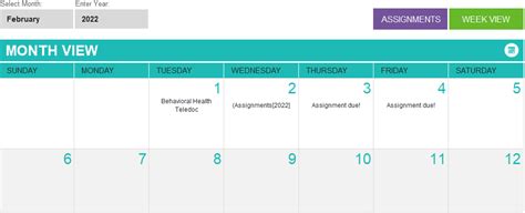 Creating a calendar to-do list in Excel