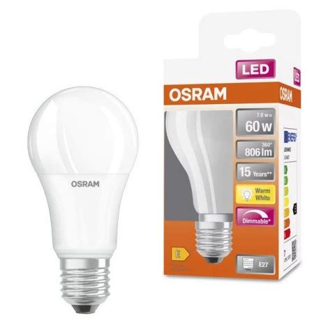 Dimmbare LED Glühbirne A60 E27 7W 230V 2700K Osram Beleuchtung de