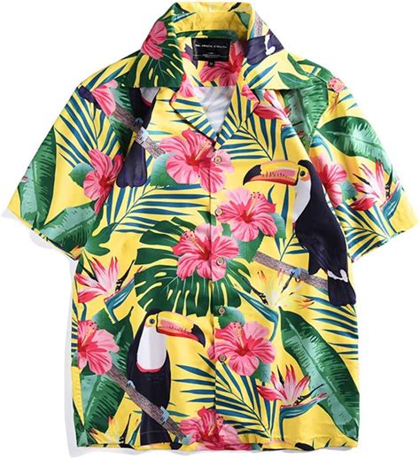 Amazon Ewindy Men S Hawaiian Shirt Toucan Print Shirts Aloha