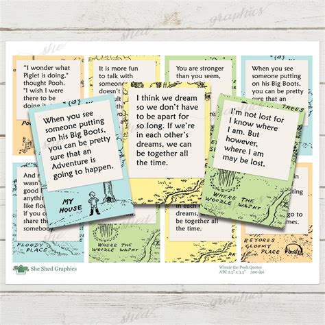 Winnie the Pooh Quotes, 2.5 X 3.5, ATC Size, Journal Cards, Printable ...