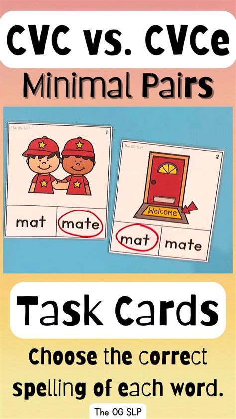 Cvc Vs Cvce Magic E Short Vs Long Vowel Minimal Pair Task Cards For