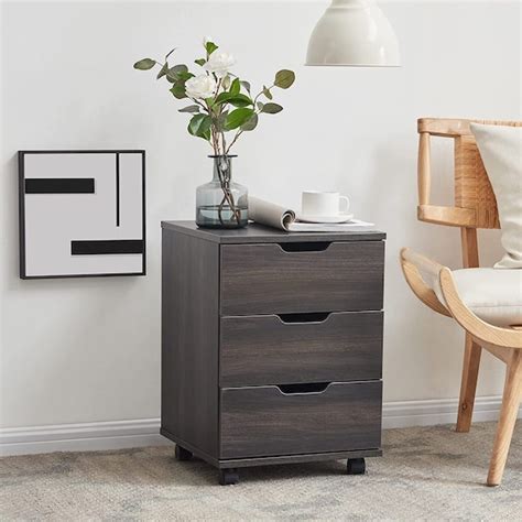 3 Drawer Vertical Filing Cabinet Rolling Wood Mobile File Etsy