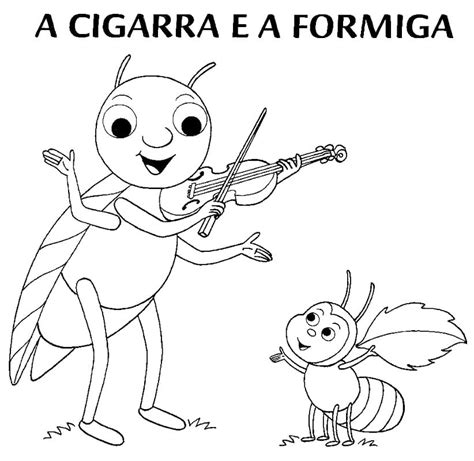 Desenhos De A Cigarra E A Formiga Para Colorir Pintar E Imprimir