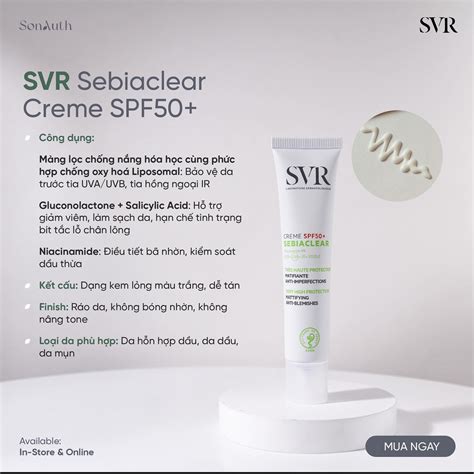 Kem Chống Nắng Svr Sebiaclear Creme Spf50 40ml Đại Lý Chính Hãng Sonauth Official