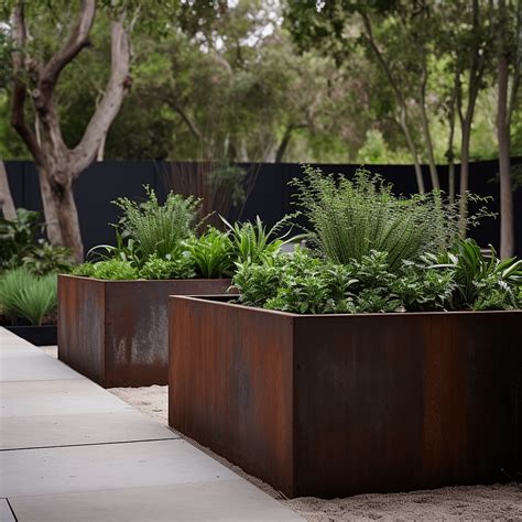 Jardins Modernes L Allure Des Bacs Fleurs En Acier Corten