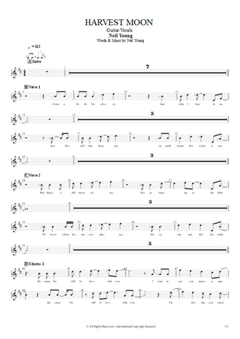 Harvest Moon Tab by Neil Young (Guitar Pro) - Guitar/Vocals | mySongBook