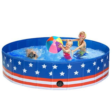 Dog Pool PVC Hard Plastic Pet Swimming Pools Foldable Kiddie Pool ...