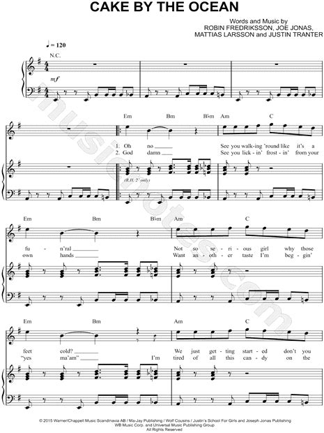 DNCE Cake By The Ocean Sheet Music In E Minor Transposable