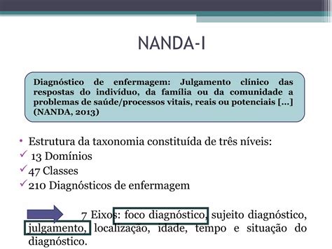 Diagnósticos de Enfermagem Uso das Taxonomias NANDA NIC NOC e CIPE