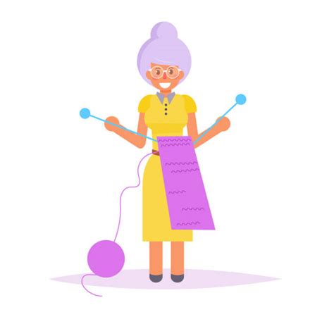 Old Woman Knitting Drawing Illustrations Royalty Free Vector Graphics