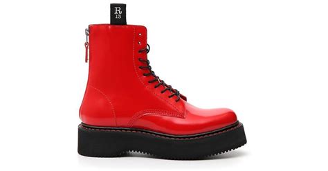 R13 Leather Platform Lace Up Boots In Red Lyst