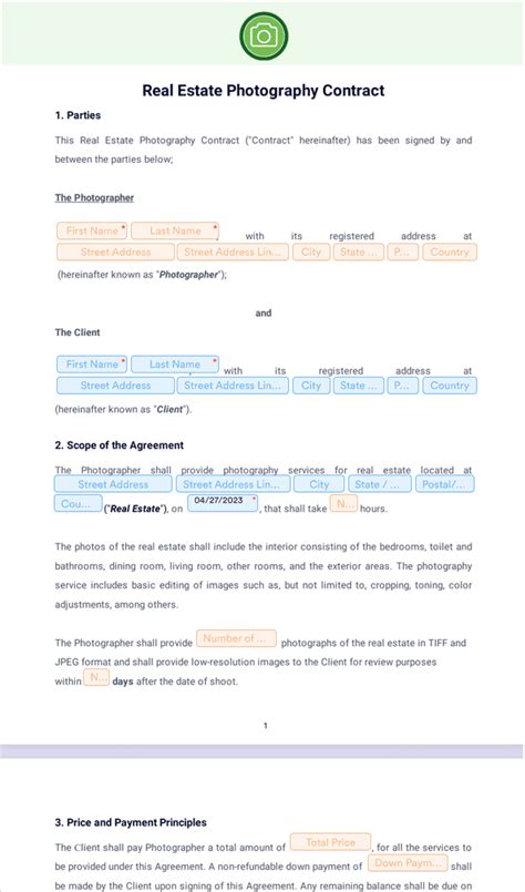 Real Estate Photography Contract Sign Templates Jotform