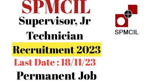 Spmcil Junior Technician Recruitment Spmcil Supervisor Vacancy