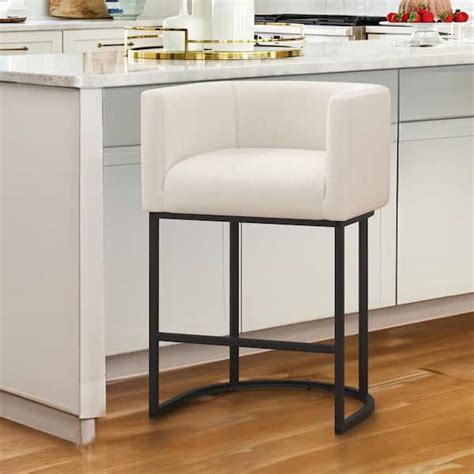 Lue Bona Jessica In Beige Modern Counter Bar Stool Fabric