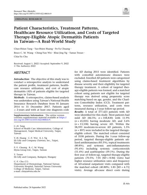 Pdf Patient Characteristics Treatment Patterns Healthcare Resource Utilization And Costs Of