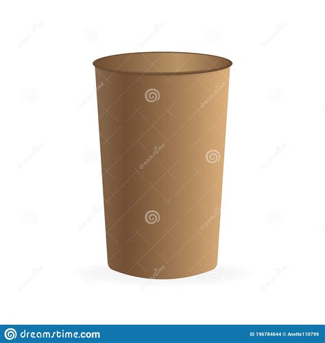 Paper Coffee Cup Without Cover In 3d Style On White Background Blank