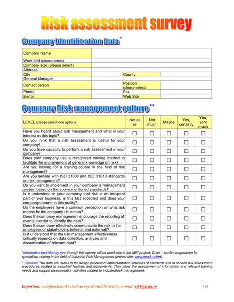 Risk Assessment Survey Sample In Word And Pdf Formats 32118 Hot Sex