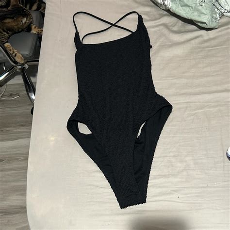 Urban Outfitters Womens Black Swimsuit One Piece Depop