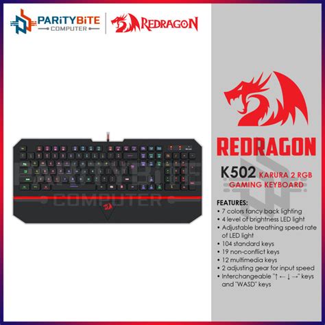 Redragon Karura K Gaming Keyboard Rgb Led Backlit Illuminated