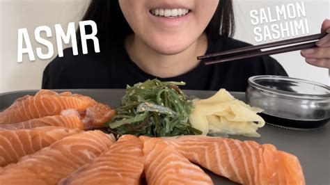 Asmr Salmon Sashimi With Gomae Wakame Seaweed Salad Soft Relaxing