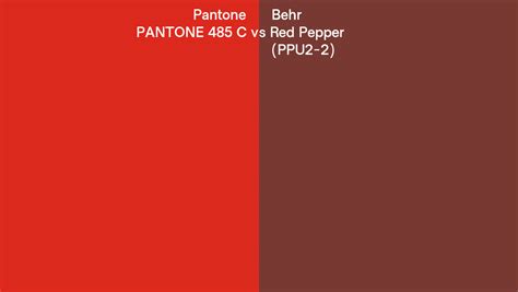 Pantone 485 C Vs Behr Red Pepper Ppu2 2 Side By Side Comparison