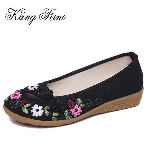 Kang Feini New 2018 Fashion Flowers Women Casual Shoes Hemp Women Flat