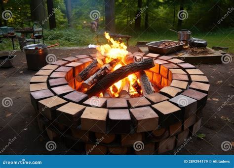 Diy Fire Pit with a Grill for Outdoor Cooking Stock Image - Image of ...