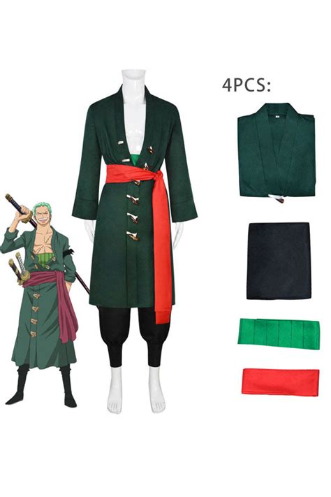 One Piece Wano Country Roronoa Zoro Cosplay Costume Green Yawbako