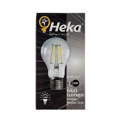 Heka A60 6W Şeffaf E27 Ampul 6500K Beyaz Işık Evidea