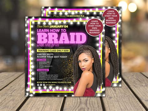 Braid Training Flyerdiy Canva Hair Braiding Flyer Template Etsy