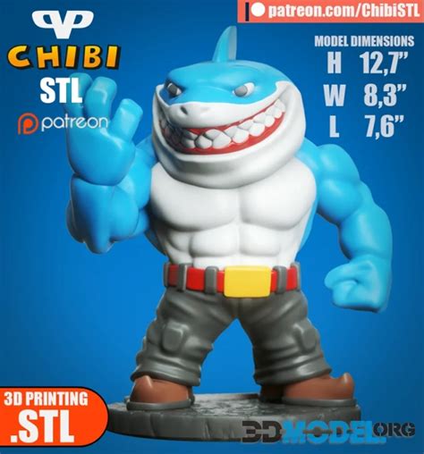 3D Model Street Shark Ripster Chibi Printable