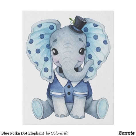 An Elephant Wearing A Top Hat And Blue Shirt With Polka Dots On It S Ears