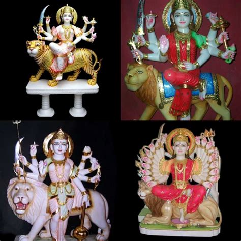 Hindu Multi Color Marble Durga Maa God Statue For Worship Size